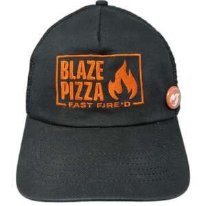 Hit Trucker Hat Black OSFM Blaze Pizza Fast Fire'd Snapback Mesh Back Logo Cap